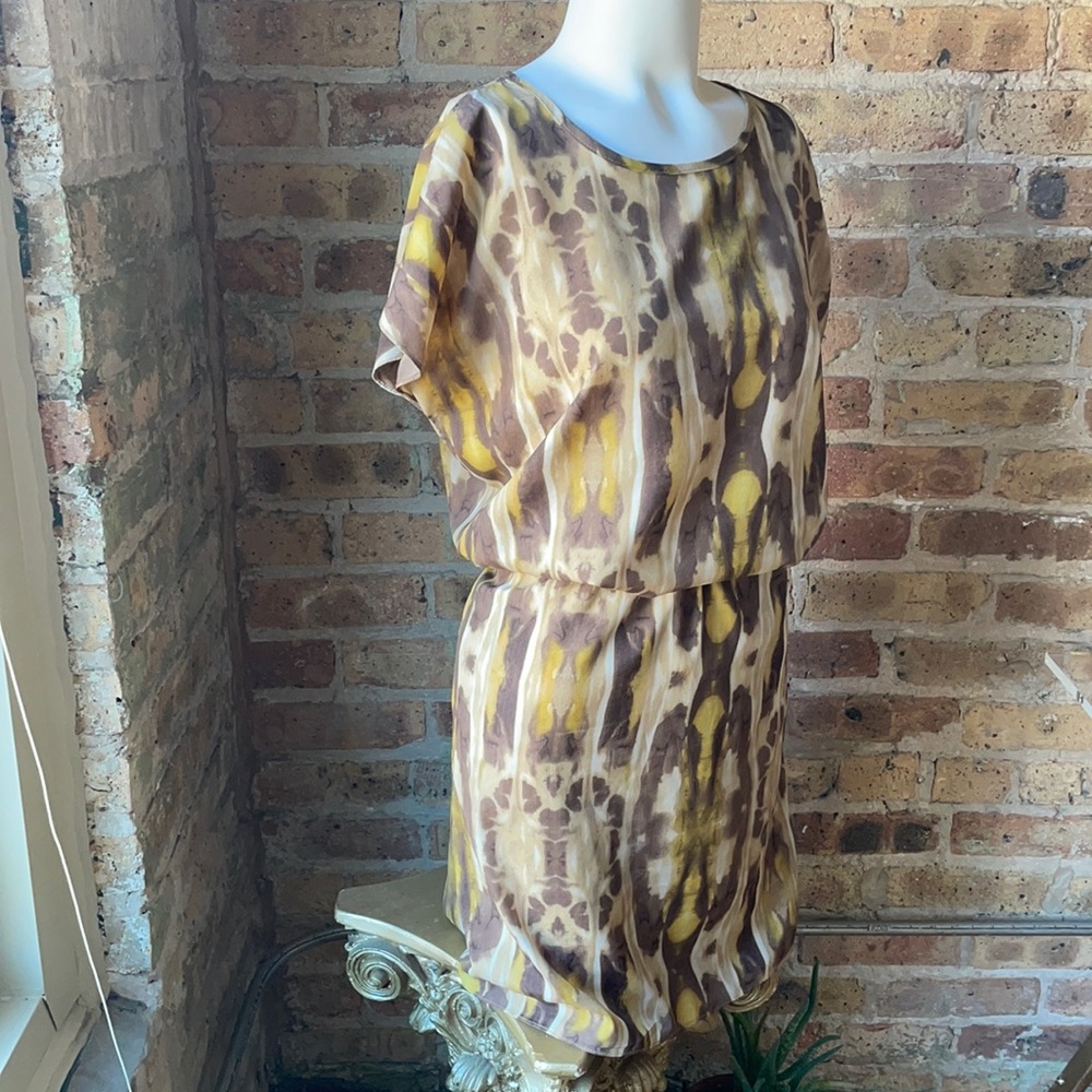 Abstract Mini Dress with Drawstring Waist